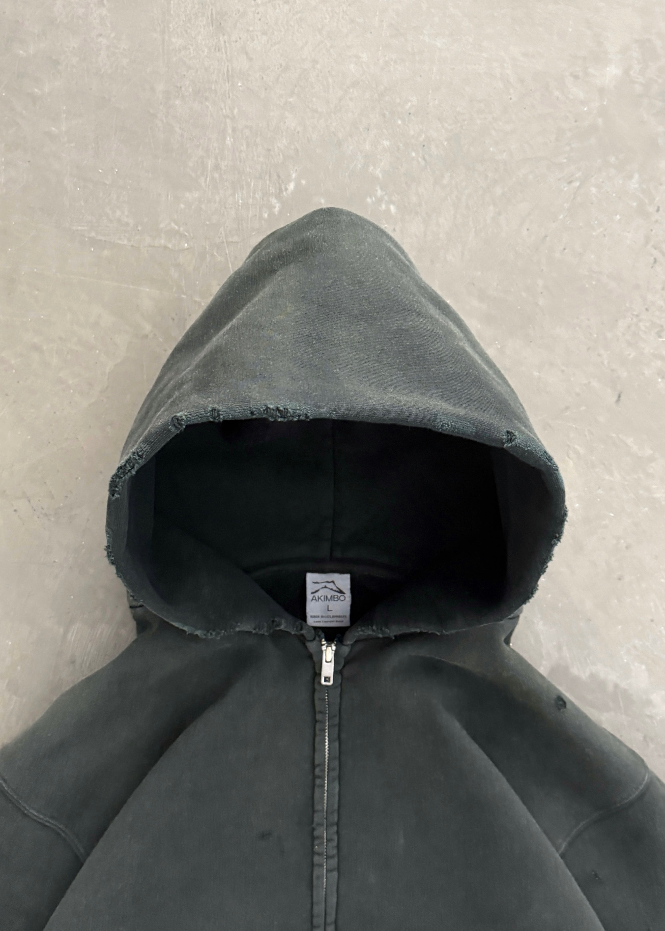 AKIMBO "WATCH-PEEKER" ZIP UP HOODIE - MIDNIGHT GREEN