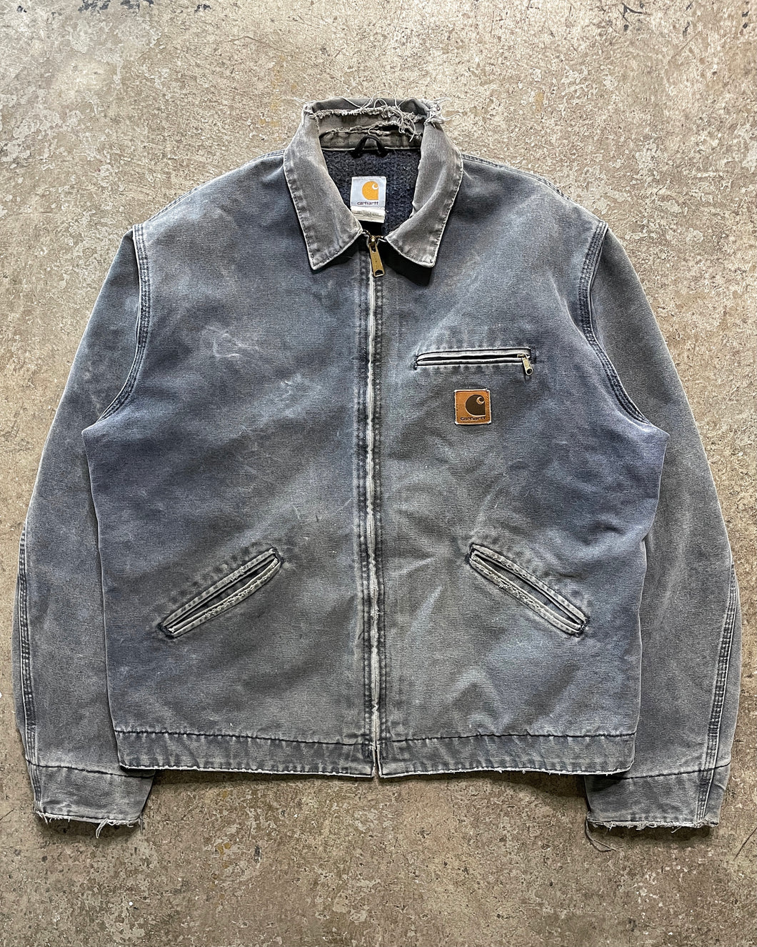 STONE GREY CARHARTT DETROIT JACKET - 1990S