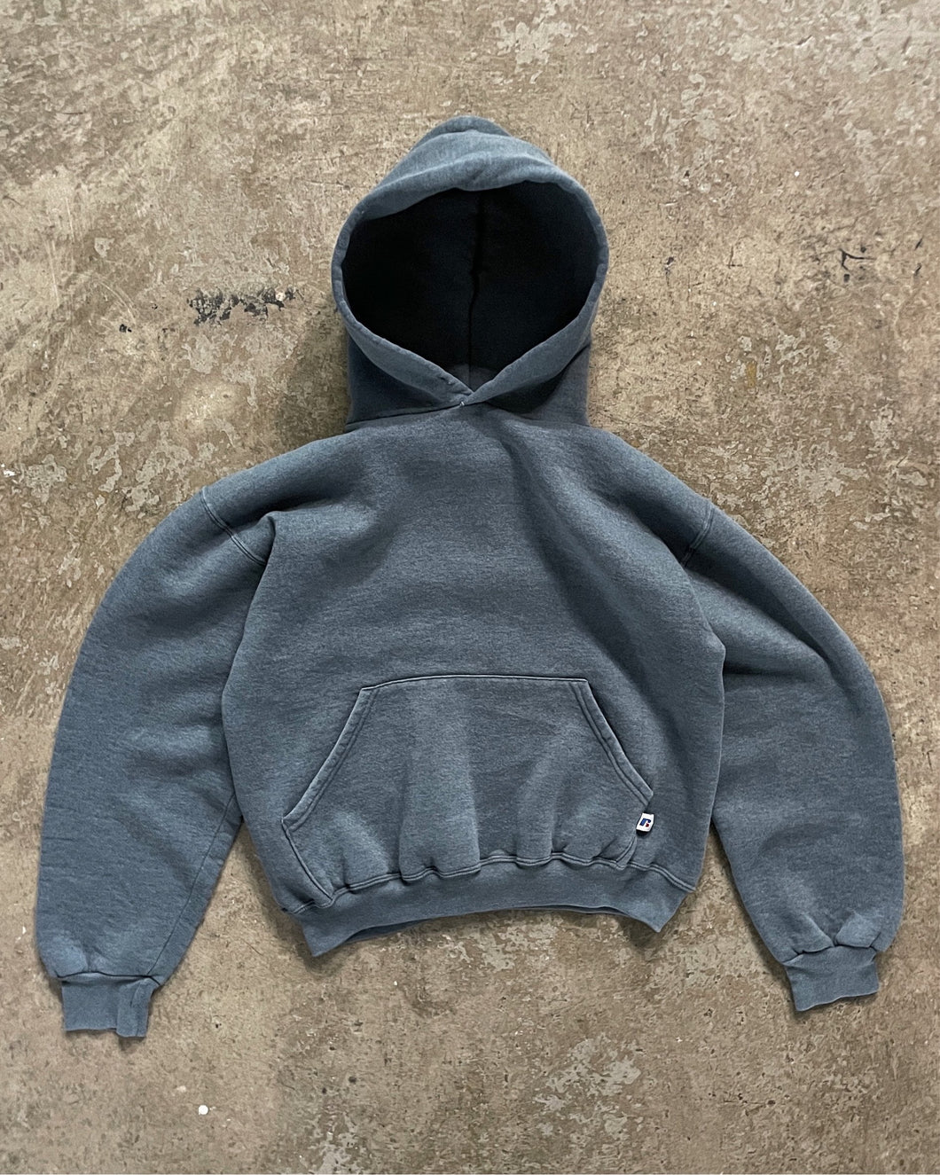 FADED CHARCOAL GREY RUSSELL HOODIE - 1990S