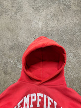 Load image into Gallery viewer, RUSSELL SUN FADED RED &quot;HEMPFIELD CROSS COUNTRY&quot; HOODIE - 1990S
