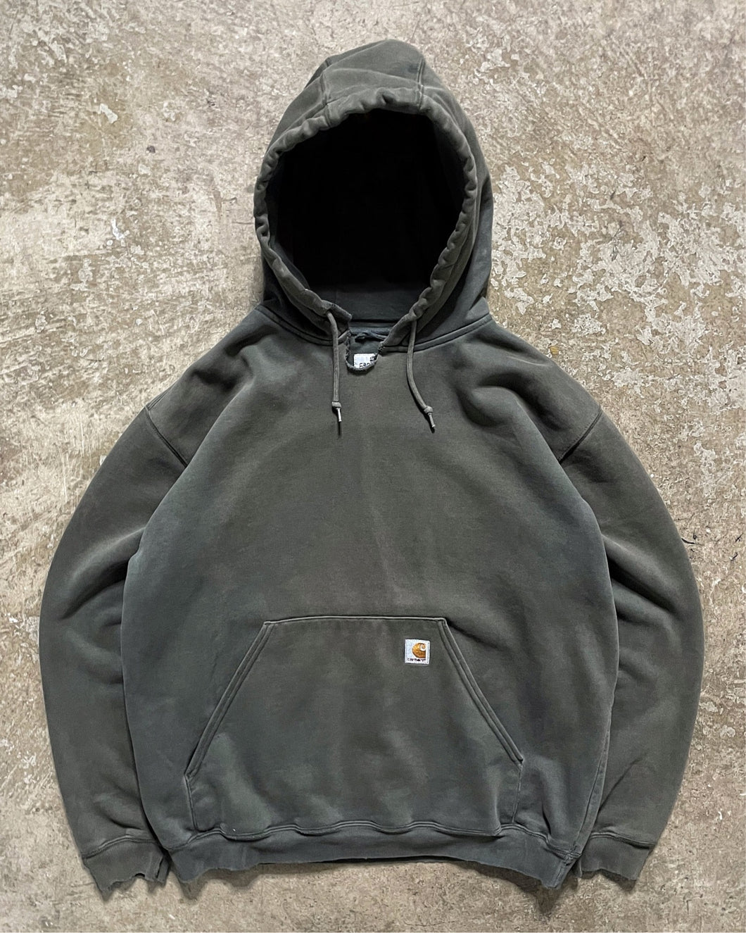 CARHARTT FADED OLIVE GREEN HOODIE - 1990S