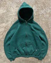 Load image into Gallery viewer, FADED FOREST GREEN RUSSELL ZIP UP HOODIE - 1990S
