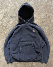 Load image into Gallery viewer, REPAIRED FADED BLACK CARHARTT REVERSE WEAVE HOODIE - 1980S
