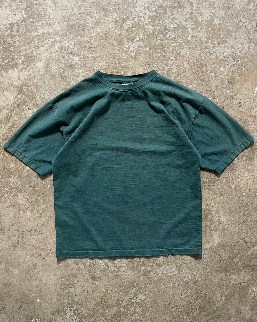 SINGLE STITCHED FADED FOREST GREEN HEAVYWEIGHT TEE - 1990S