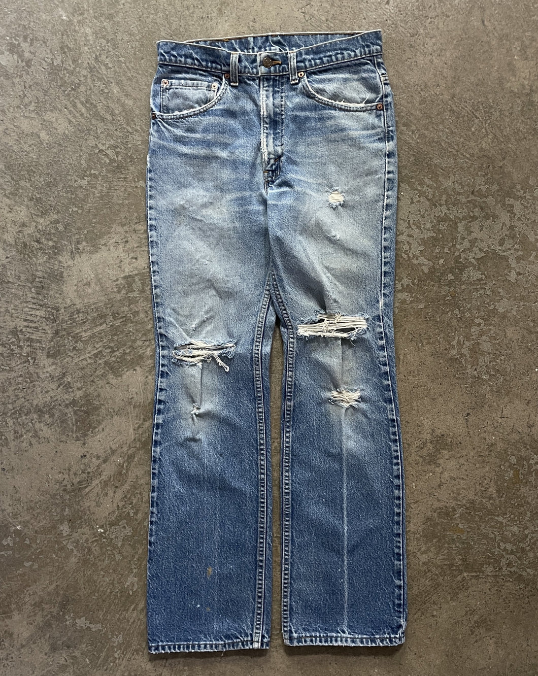 DISTRESSED & FADED BLUE 517 LEVI JEANS - 1980S