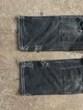 Load image into Gallery viewer, CARHARTT DISTRESSED &amp; FADED BLACK DOUBLE KNEE WORK PANTS - 1990S
