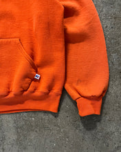 Load image into Gallery viewer, FADED &amp; REPAIRED ORANGE RUSSELL HOODIE - 1990S
