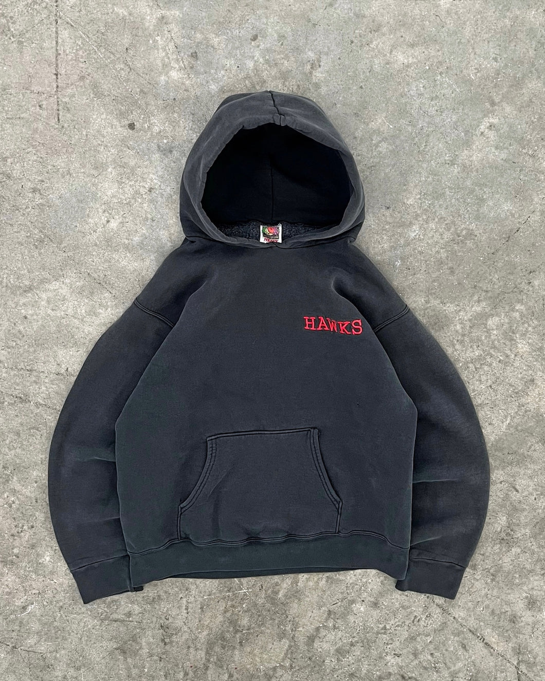 FADED BLACK “HAWKS” HEAVYWEIGHT HOODIE - 1990S