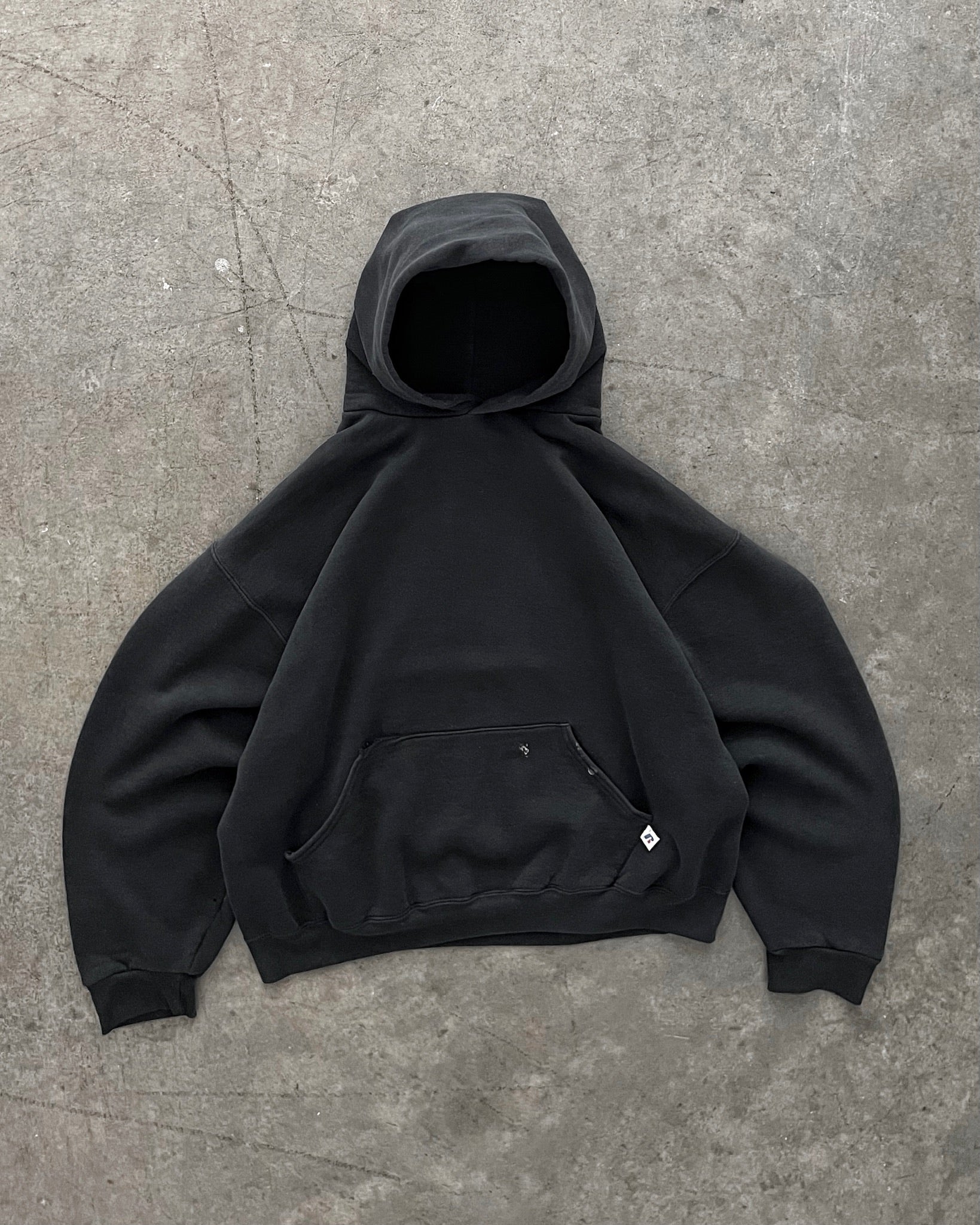 FADED BLACK RUSSELL HOODIE - 1990S – AKIMBO CLUB