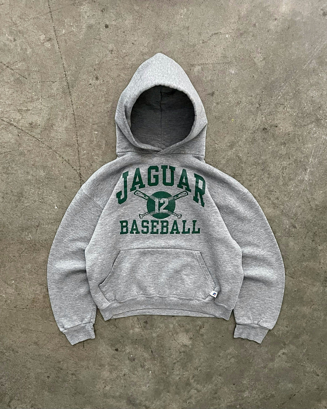 HEATHER GREY “JAGUAR BASEBALL” RUSSELL HOODIE - 1990S