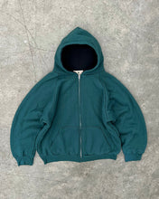 Load image into Gallery viewer, FADED GREEN THERMAL LINED ZIP UP HOODIE - 1990S
