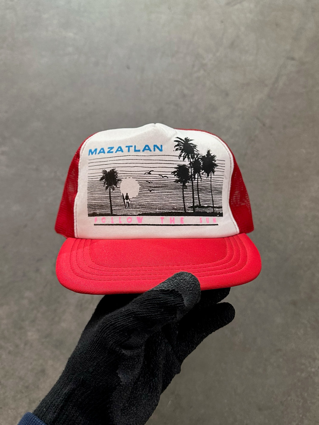 RED “MAZATLAN” TRUCKER HAT - 1990S