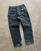 Load image into Gallery viewer, CARHARTT DISTRESSED &amp; FADED BLACK DOUBLE KNEE WORK PANTS - 1990S

