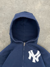 Load image into Gallery viewer, FADED NAVY BLUE “NY” RUSSELL ZIP UP HOODIE - 1990S
