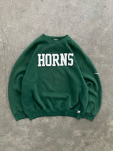 Load image into Gallery viewer, FADED GREEN “HORNS” RUSSELL SWEATSHIRT - 1990S

