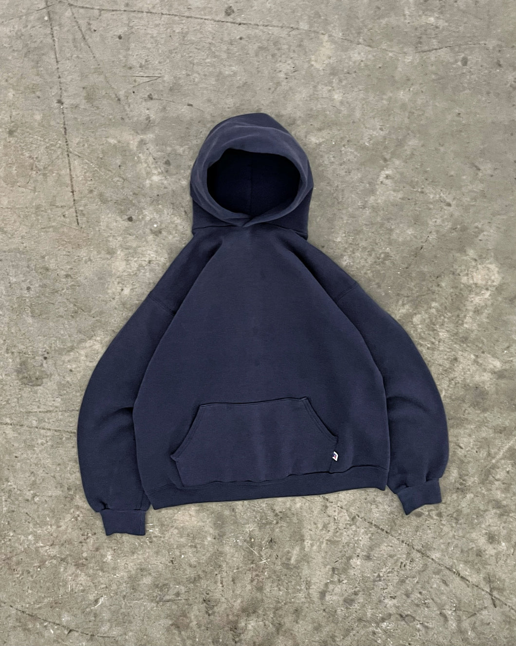 FADED NAVY BLUE RUSSELL HOODIE - 1980S