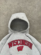 Load image into Gallery viewer, HEATHER GREY “WISCONSIN” RUSSELL HOODIE - 1990S
