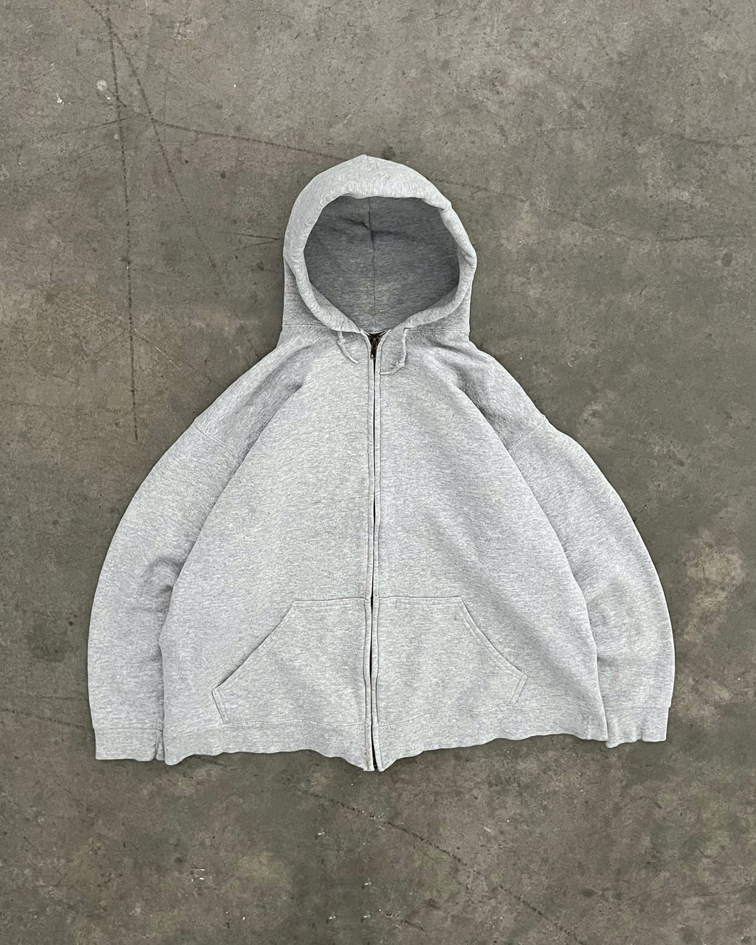 HEATHER GREY ZIP UP HOODIE - 1990S