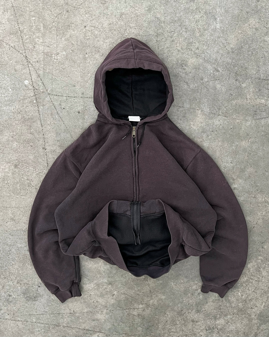 SUN FADED BLACK CARHARTT THERMAL LINED ZIP UP HOODIE - 1990S