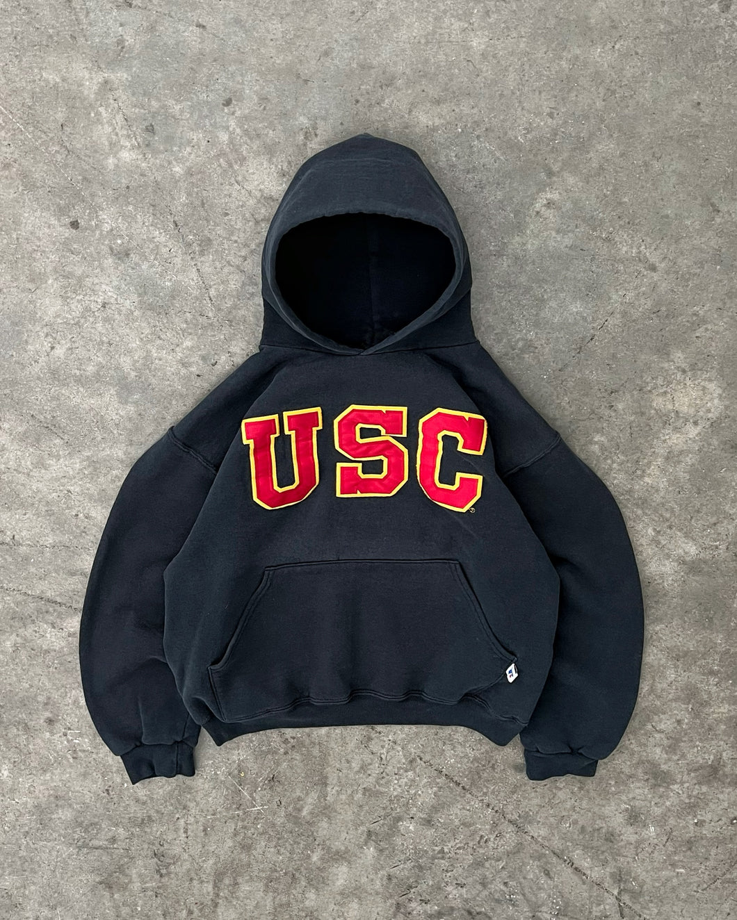 FADED BLACK “USC” RUSSELL HOODIE - 1990S