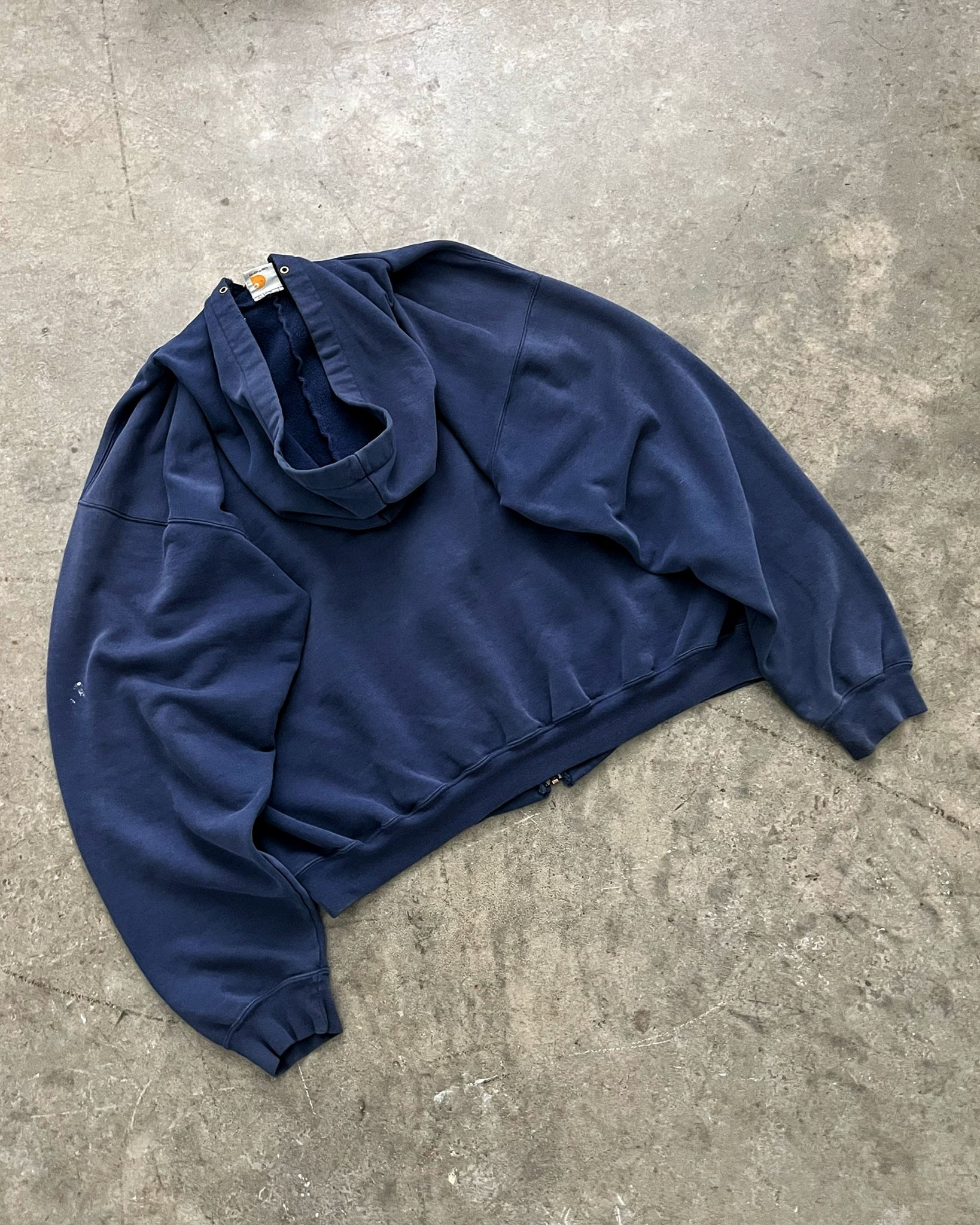 FADED NAVY BLUE CARHARTT ZIP UP HOODIE - 1990S – AKIMBO CLUB