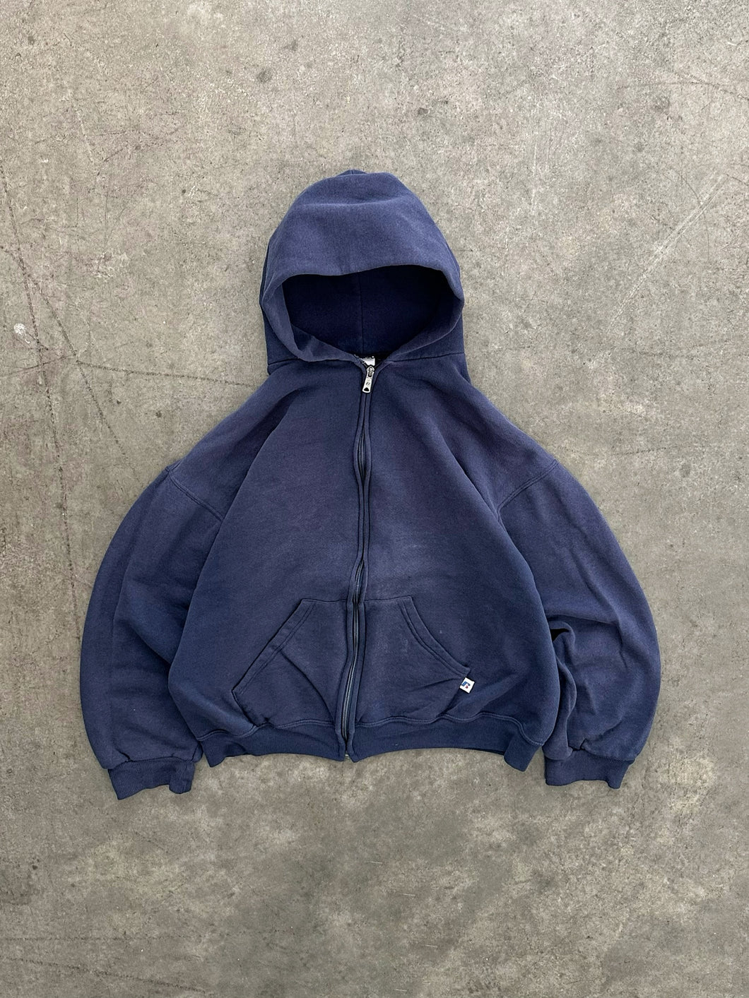 SUN FADED RUSSELL ZIP UP HOODIE - 1990S