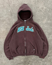 Load image into Gallery viewer, FADED BROWN “HSU JACKS” RUSSELL ZIP UP HOODIE - 1990S
