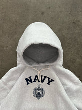 Load image into Gallery viewer, ASH GREY “NAVY” HEAVYWEIGHT REVERSE WEAVE HOODIE - 1990S
