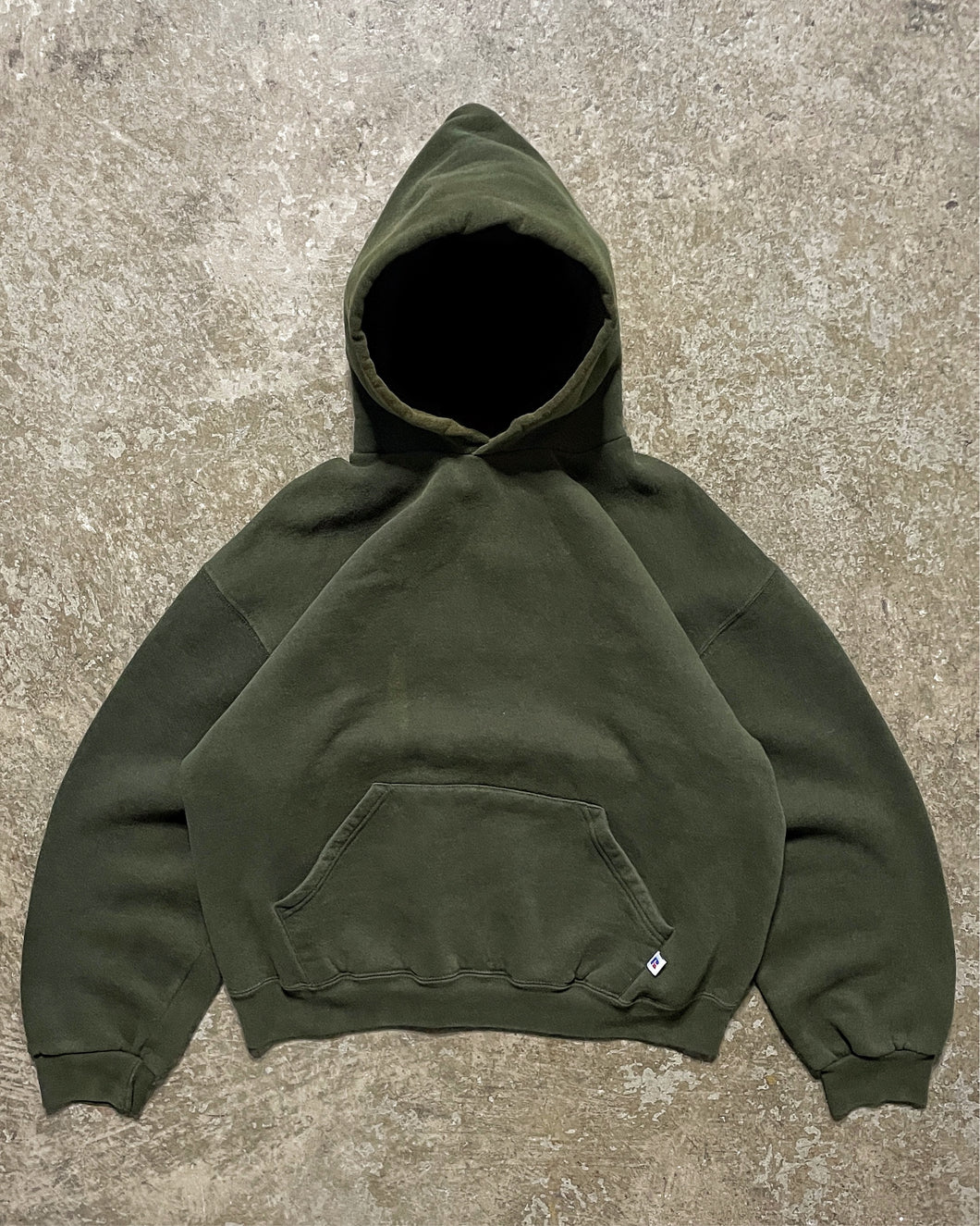MILITARY GREEN RUSSELL HOODIE - 1990S