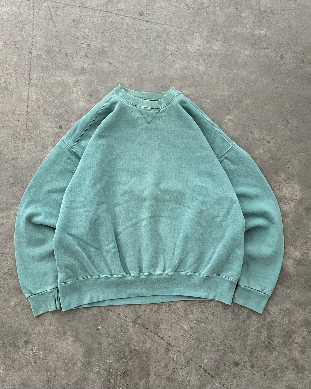 FADED STONE GREEN HEAVYWEIGHT RUSSELL SWEATSHIRT - 1990S
