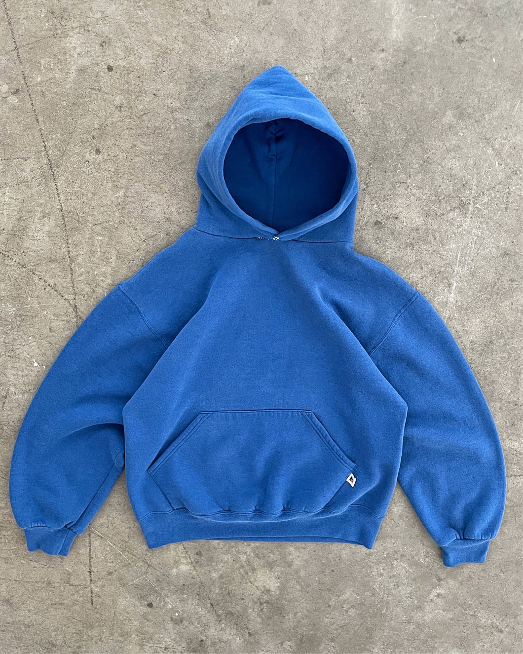 FADED BLUE REPAIRED RUSSELL HOODIE - 1990S