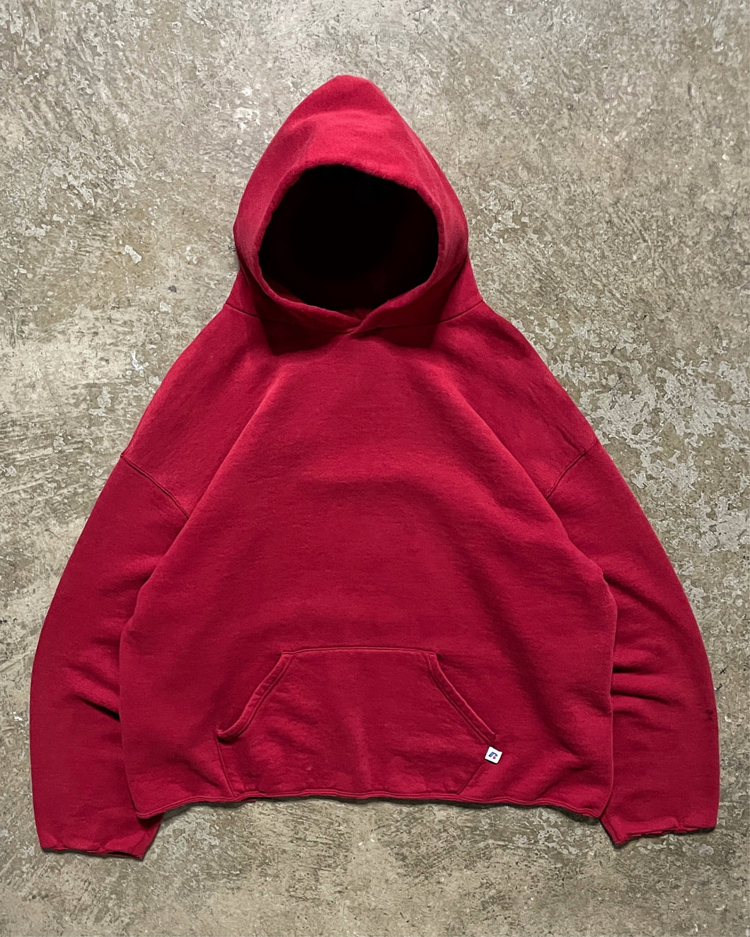 WINE RED CROPPED RUSSELL HOODIE - 1990S
