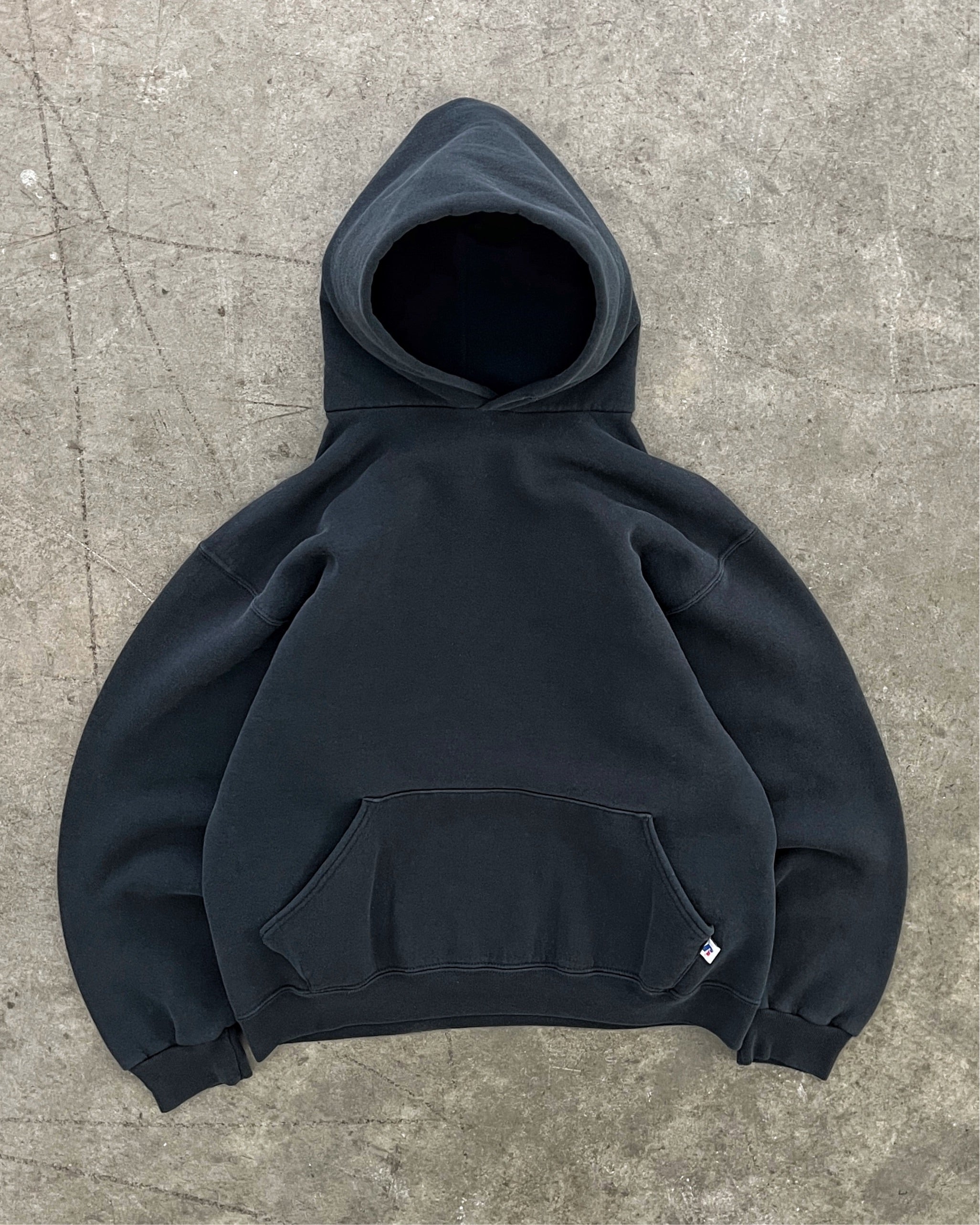 FADED BLACK RUSSELL HOODIE - 1990S – AKIMBO CLUB