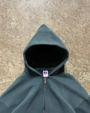 Load image into Gallery viewer, FADED DEEP FOREST GREEN RUSSELL ZIP UP HOODIE - 1990S
