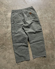 Load image into Gallery viewer, CARHARTT FADED OLIVE GREEN RAW HEM DOUBLE KNEE PANTS
