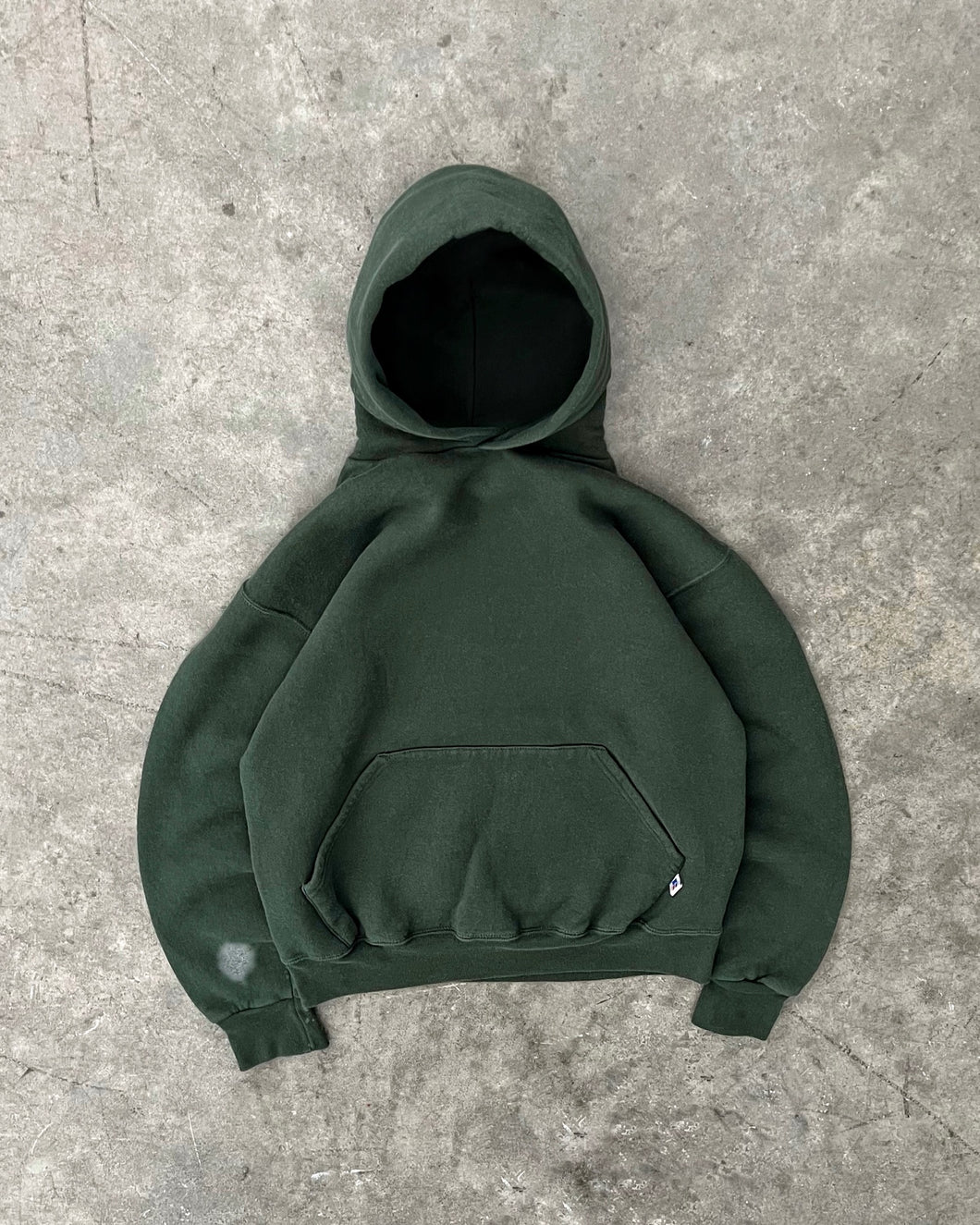 FADED MILITARY GREEN RUSSELL HOODIE - 1990S