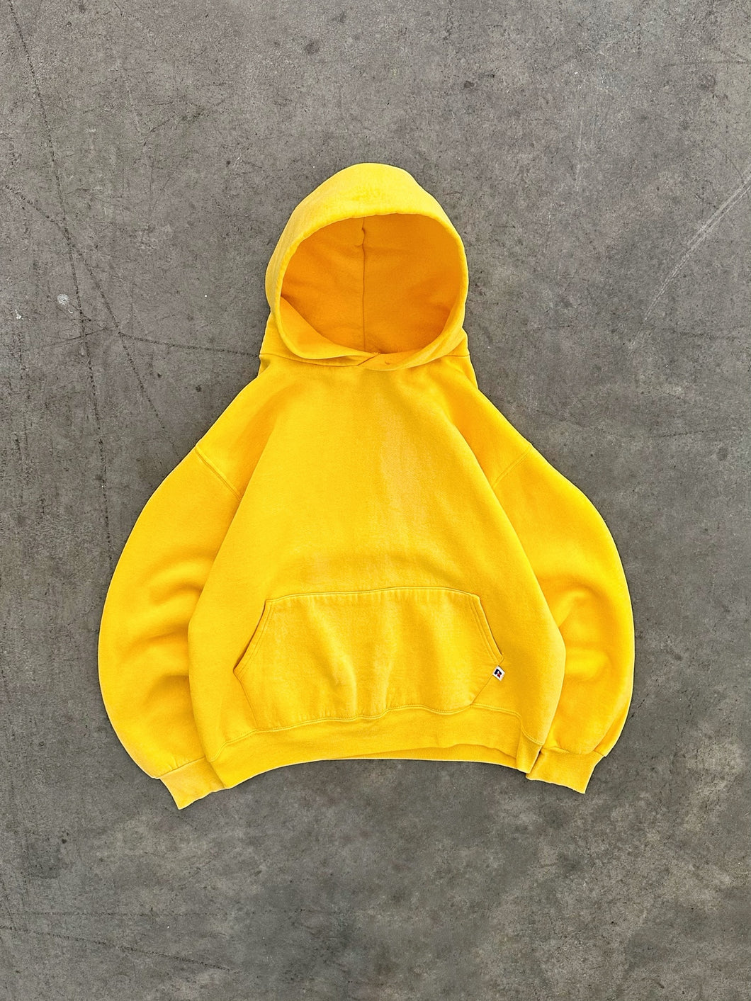 FADED YELLOW RUSSELL HOODIE - 1990S