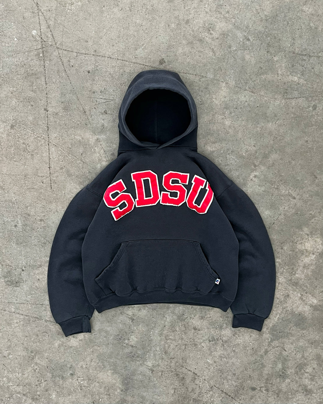 FADED BLACK “SDSU” RUSSELL HOODIE - 1990S