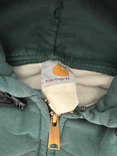 Load image into Gallery viewer, SUN FADED GREEN THERMAL LINED CARHARTT ZIP UP HOODIE - 1990S
