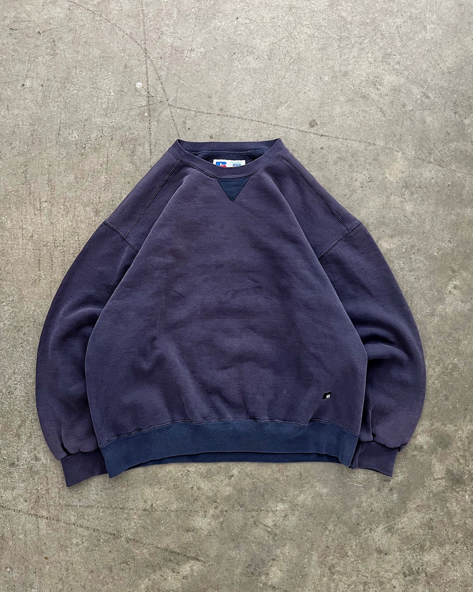 FADED NAVY BLUE TWO TONE HEAVYWEIGHT RUSSELL SWEATSHIRT - 1990S ...