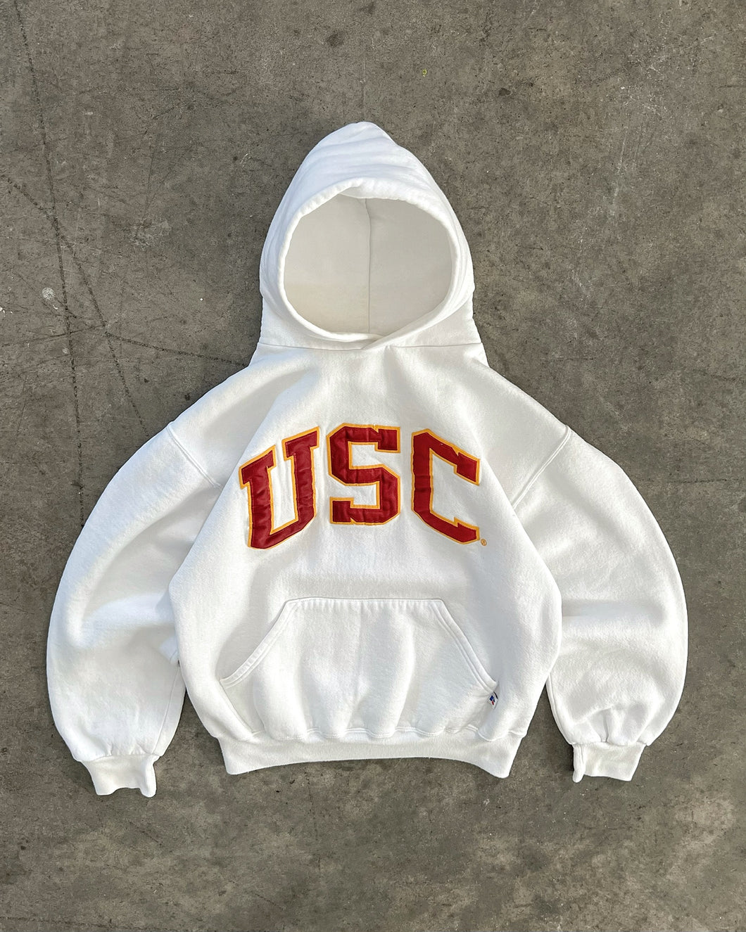 CLOUD WHITE “USC” RUSSELL HOODIE - 1990S