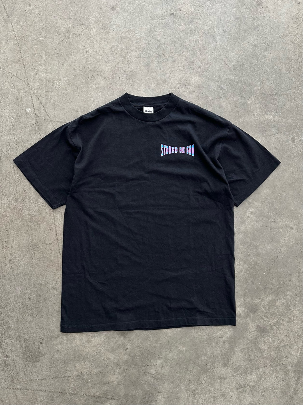 SINGLE STITCHED “STOKED ON GOD” FADED BLACK TEE - 1990S