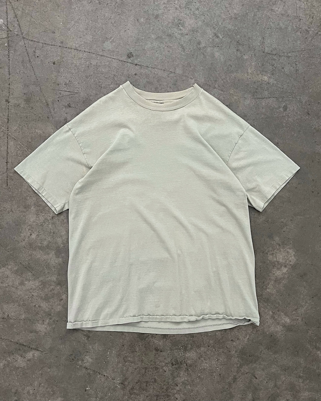 SINGLE STITCHED PALE OLIVE GREEN TEE - 1990S