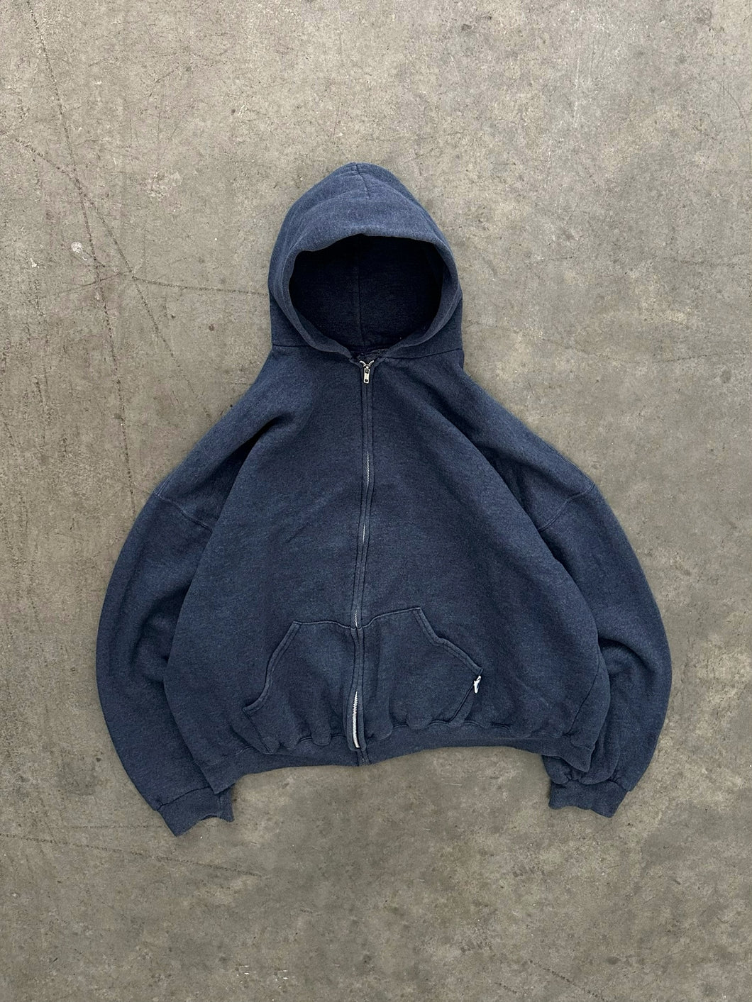 FADED BLUE RUSSELL ZIP UP HOODIE - 1990S