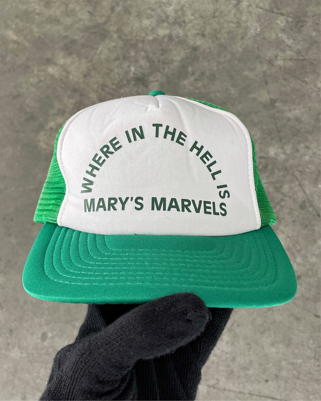 “WHERE IN THE HELL IS MARY’S MARVELS” FOAM TRUCKER HAT - 1990S / 1980S