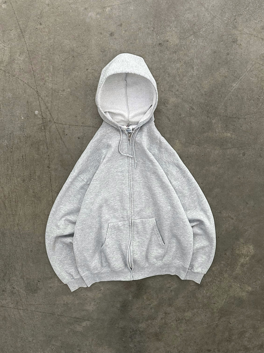HEATHER GREY ZIP UP HOODIE - 1990S