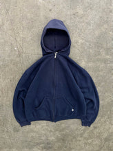 Load image into Gallery viewer, SUN FADED NAVY BLUE RUSSELL ZIP UP HOODIE - 1990S

