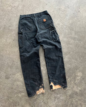 Load image into Gallery viewer, CARHARTT REPAIRED &amp; FADED BLACK SINGLE KNEE PANTS - 1990S
