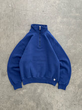 Load image into Gallery viewer, FADED DEEP BLUE RUSSELL QUARTER ZIP SWEATSHIRT - 1990S
