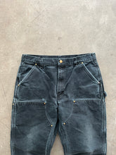 Load image into Gallery viewer, CARHARTT DISTRESSED &amp; FADED BLACK DOUBLE KNEE WORK PANTS - 1990S
